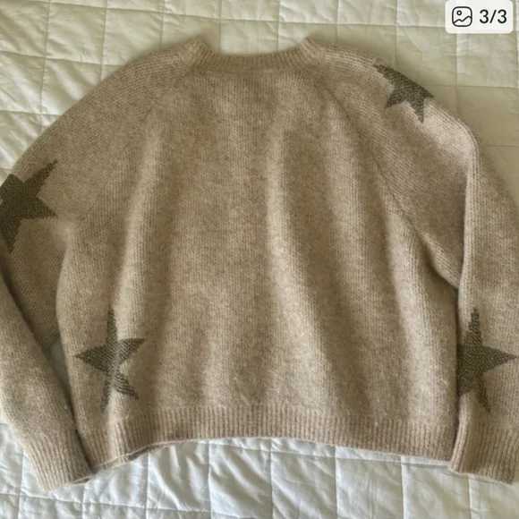 All Saints Jacqard Beigy Pink & Gold Star Sweater - Picture 3 of 3